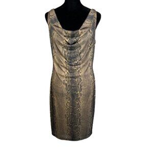 Vintage Y2K Snake Print Cowl Neck Dress Womens M Going Out Edgy Glam Mob Wife
